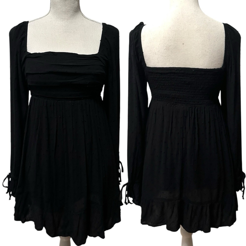 Mi Ami Women's Black Swiss Dot Blouse Top XS Soft Goth Festival Boho Romantic